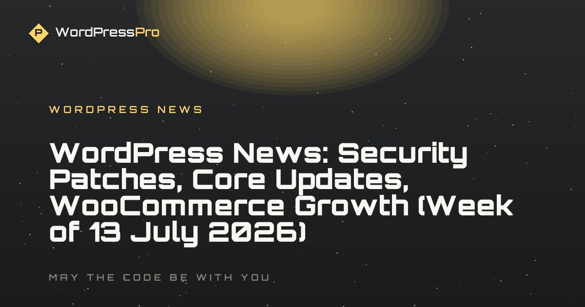 WordPress News: Security Patches, Core Updates, WooCommerce Growth (Week of 13 July 2026)